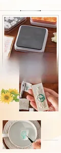 Detail of high-density ink pad for DIY stamps with waterproof ink on wooden desk