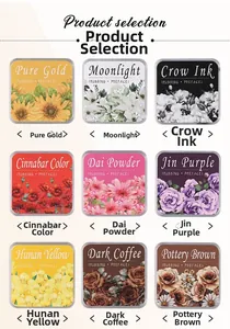 Selection of retro eco-cotton ink pads with floral covers in nine assorted vintage colors