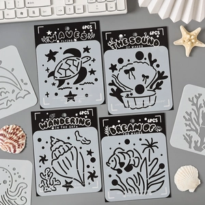 Marine Life Drawing Stencils PET Plastic Hollow Out Ocean Animal Patterns For DIY Painting Scrapbooking Journal Decoration