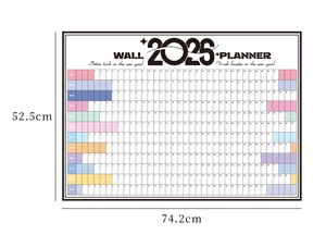 Detailed size specifications for 2025 wall planner measuring 74.2cm by 52.5cm
