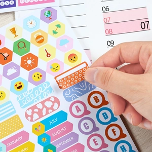 2026 Yearly Planner Sticker Set with months and fitness icons for wall calendars