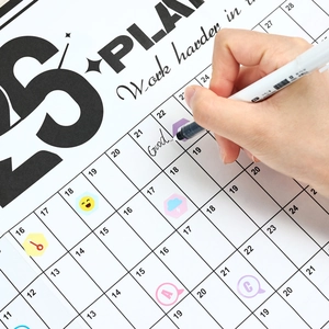 2026 wall calendar planner with colorful decorative stickers for daily organization