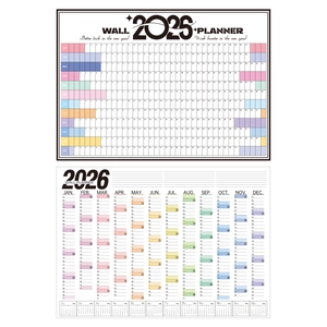 2025 and 2026 yearly wall planners with colorful monthly sections and motivational quotes