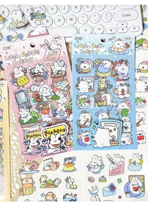 Detailansicht von Haustier-Sticker-Sets auf Spitzentuch für Scrapbooking und Basteln