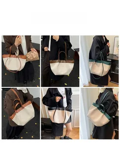 Collage of large canvas tote bags showing diverse carrying styles and color options
