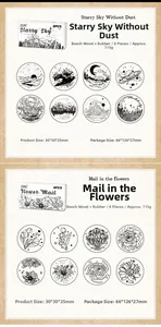Macro detail of wooden rubber stamps featuring nature and floral patterns for DIY scrapbooking
