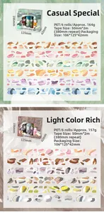 Vue verticale de rubans adhésifs PET aux motifs de peinture à l'huile pour scrapbooking