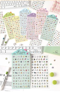 Detail of Little Pudding's cartoon PET stickers for scrapbooking and creative journals