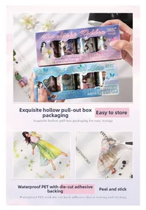 Waterproof PET stickers in beautiful hollow drawer box featuring delicate girl illustrations