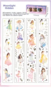 Detail view of PET decorative tape set featuring vintage girl illustrations for journaling