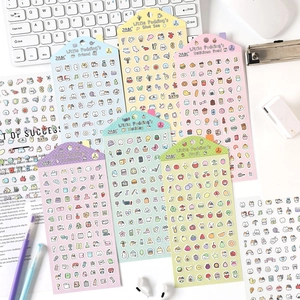 Kawaii Cartoon Journal Stickers PET Synthetic Paper Glitter Sand Film Waterproof DIY Decorative Labels Scrapbooking Decor