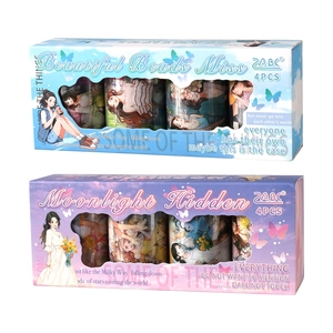 Anime girl theme decorative washi tape set including four rolls in elegant gift boxes