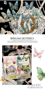 Detail of 3D gold-stamped butterfly stickers for DIY scrapbooking and journals