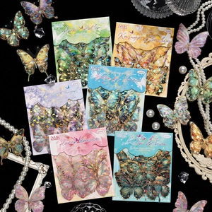 Pack of 10 butterfly stickers with laser gold stamping for DIY scrapbook decoration