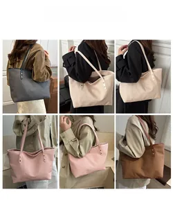 Collage of large capacity tote bags in six colors with stylish quilted texture finish