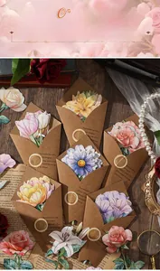 Macro shot of floral theme gold-stamped stationery paper with vintage envelope detail