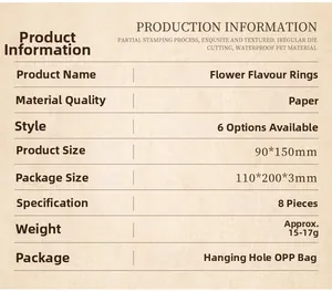 Detailed specifications card for Flower Flavour floral theme PET decorative stickers