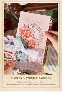 Detailed pink card with gold foil birthday text and decorative rose stickers for DIY crafts