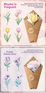 Detail of floral gold foil material paper for scrapbooking and DIY flower bookmarks