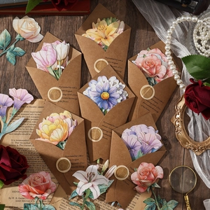 Vintage Floral Scrapbooking Material Paper Gold Foil Bronzing Flower Stickers DIY Handbook Decor Retro Journaling Supplies