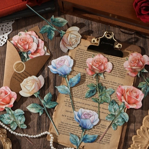 Vintage floral gold-stamped decorative paper material for DIY scrapbooking and bookmarks