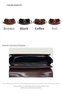 Detail view of the four-color options and the internal zipper compartments of this bag