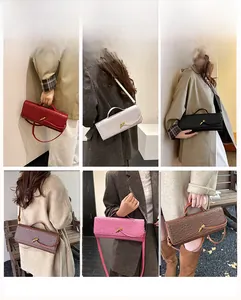 Six colors of ostrich texture baguette bags with golden bird clasp in multiple styles