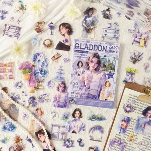 Set di adesivi vintage francesi lavanda per scrapbooking fai-da-te e diari decorati