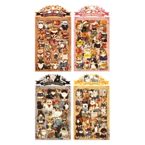 Set mit 4 niedlichen Cartoon-Tieraufklebern für Planer mit Fuchs Hasen und Katzenmotiven