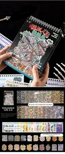 Detailed view of 3D miniature scene stickers with dimensions and content overview