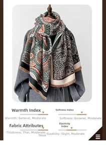 Détail du motif cachemire vintage sur un châle d'hiver épais avec des pompons doux