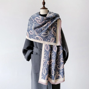 Women Paisley Faux Cashmere Shawl Scarf Vintage Long Large Winter Warm Wrap With Tassel Fringe Elegant Pashmina