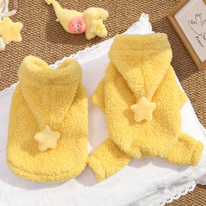 Felpa Con Cappuccio Per Animali Tuta Cane Pile Caldo Spesso Stella Cappuccio Vestiti Per Piccoli Cani Gatti Autunno Inverno