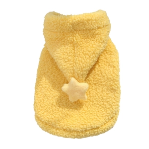 Felpa con cappuccio in pile giallo per animali con stella 3D per cani e gatti piccoli