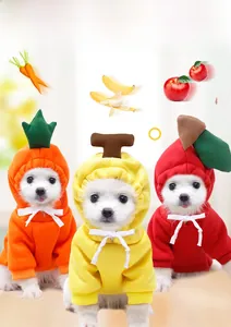 Détails des sweats en peluche pour chiens avec motifs de carotte, banane et pomme
