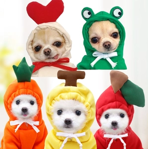 Sweat À Capuche Amusant Pour Animaux De Compagnie Polaire Vêtements D'hiver Chauds Pour Petits Chiens Chats Forme Pomme Banane Carotte