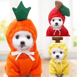Sweats à capuche en polaire pour chiens et chats avec motifs carotte, pomme et banane