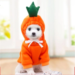 Sweat à capuche carotte rigolo en polaire orange pour petits chiens et chats mignons