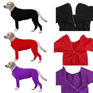 Détails de combinaisons pour chiens avec fermeture éclair en noir, rouge et violet