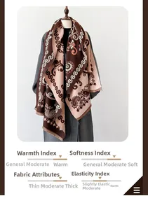 Détail du châle jacquard à motif cachemire épais, toucher doux et bords effilochés