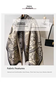 Gros plan du châle en imitation cachemire beige avec motifs paisley élégants