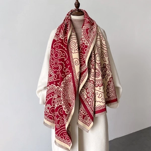 Écharpe Châle DHiver Pour Femmes Imitation Cachemire Imprimé Paisley Gland Élégant Chaud Pashmina Bordure Grecque