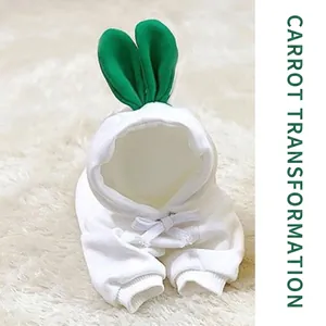 Fleece pet hoodie with green rabbit ears and knitted cotton fabric for cats and dogs
