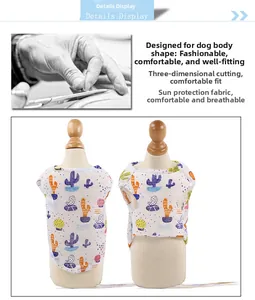 Detailed stitching and cactus print design on breathable sun-protection dog vest