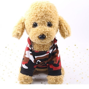 Camouflage hooded pet sweatshirt in red, black and white for small dogs and cats