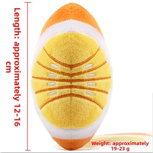 Detail of orange slice plush dog toy with dimensions 12-16cm and 19-23g weight
