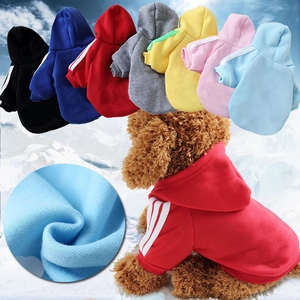 Soft Cotton Fleece Pet Dog Hoodie Warm Sporty Sweatshirt With Hood Striped Sleeve For Small Medium Large Dogs Cats Winter Clothes
