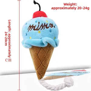 Eiscreme Plüsch Hundespielzeug mit Baumwollseil, 24-28cm lang und 20-24g schwer