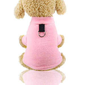 Veste en polaire rose pour animaux avec anneau en D pour attache de laisse