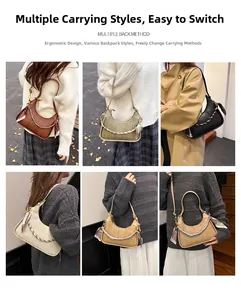 Collage of fashion leather handbags showing multiple colors and versatile carrying styles